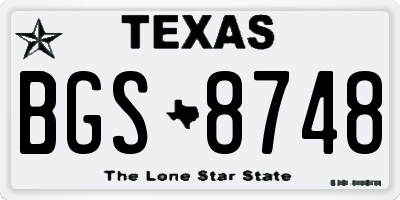 TX license plate BGS8748