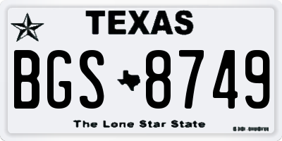 TX license plate BGS8749