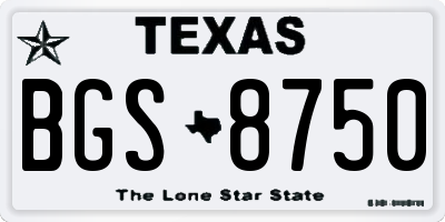 TX license plate BGS8750