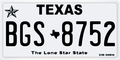 TX license plate BGS8752