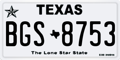 TX license plate BGS8753