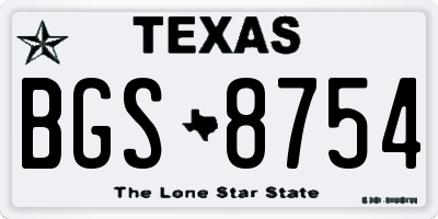 TX license plate BGS8754