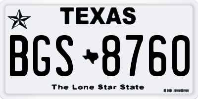 TX license plate BGS8760