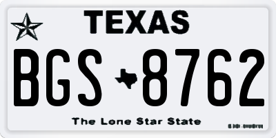 TX license plate BGS8762