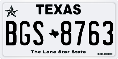 TX license plate BGS8763