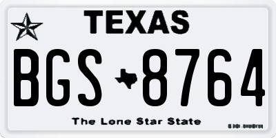 TX license plate BGS8764