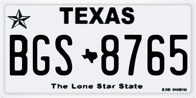 TX license plate BGS8765
