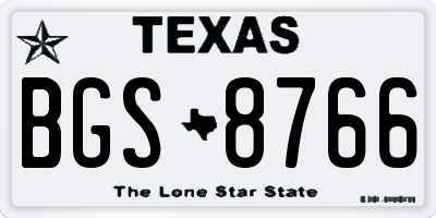 TX license plate BGS8766