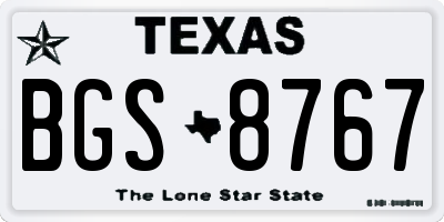 TX license plate BGS8767