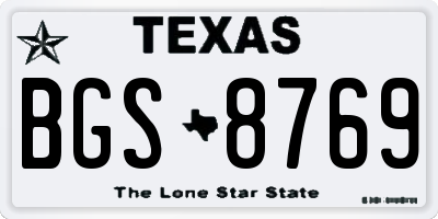 TX license plate BGS8769