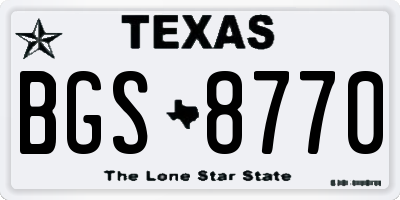 TX license plate BGS8770