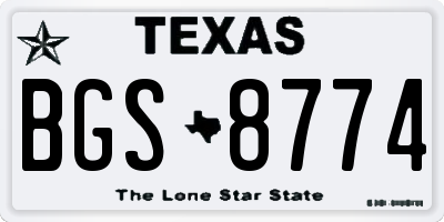 TX license plate BGS8774
