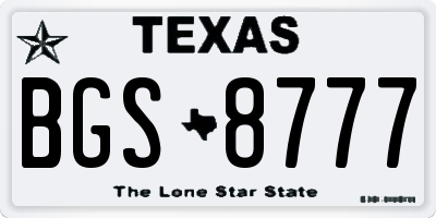 TX license plate BGS8777