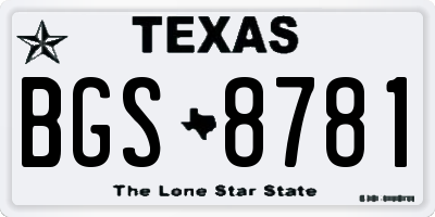 TX license plate BGS8781