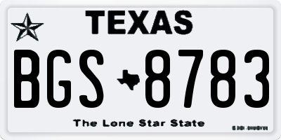 TX license plate BGS8783