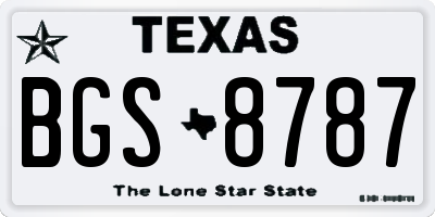 TX license plate BGS8787