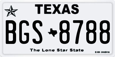 TX license plate BGS8788