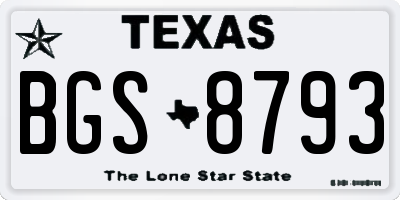 TX license plate BGS8793