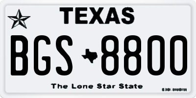 TX license plate BGS8800