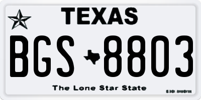 TX license plate BGS8803