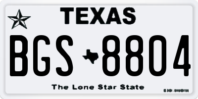 TX license plate BGS8804