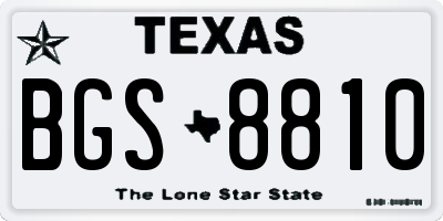 TX license plate BGS8810
