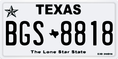 TX license plate BGS8818