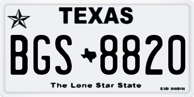 TX license plate BGS8820