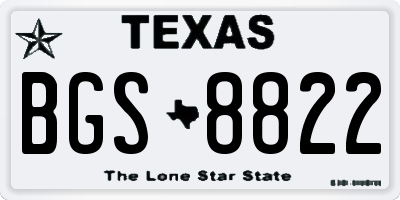 TX license plate BGS8822