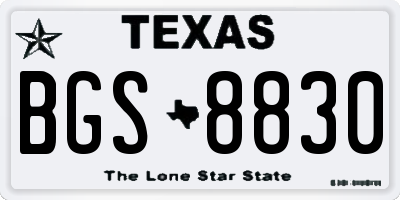 TX license plate BGS8830