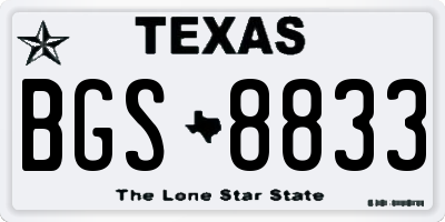 TX license plate BGS8833