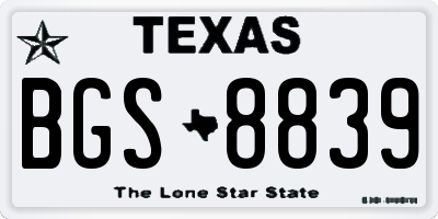 TX license plate BGS8839