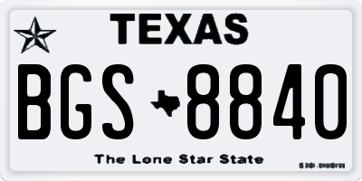 TX license plate BGS8840