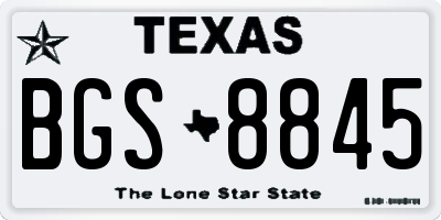 TX license plate BGS8845