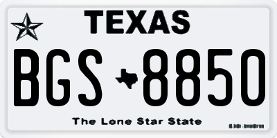 TX license plate BGS8850
