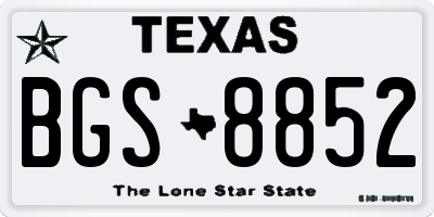 TX license plate BGS8852