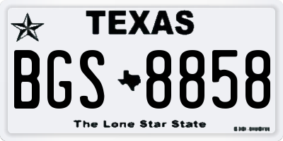 TX license plate BGS8858