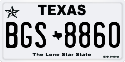 TX license plate BGS8860