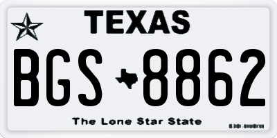 TX license plate BGS8862