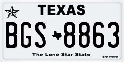 TX license plate BGS8863