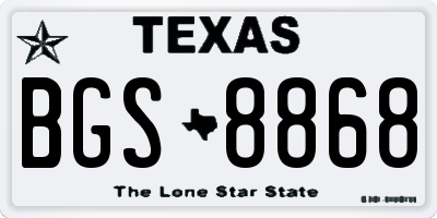 TX license plate BGS8868