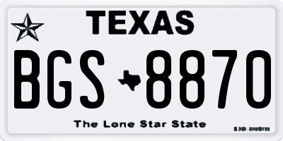 TX license plate BGS8870