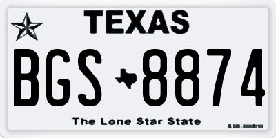 TX license plate BGS8874