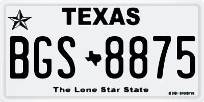 TX license plate BGS8875