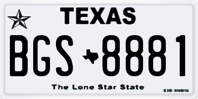 TX license plate BGS8881