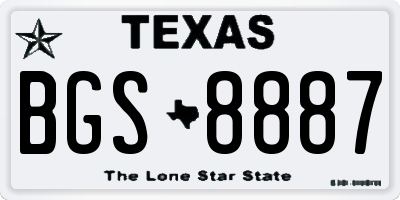 TX license plate BGS8887