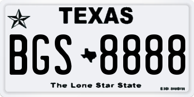TX license plate BGS8888