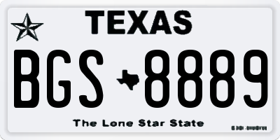 TX license plate BGS8889