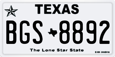 TX license plate BGS8892