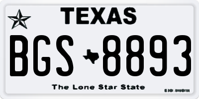 TX license plate BGS8893